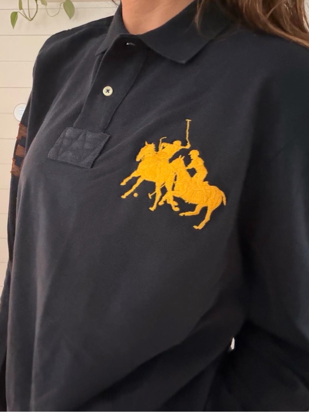 Polo Ralph Lauren Big Pony 3 Rugby Shirt Men’s XL Navy Yellow Custom Fit - Picture 2 of 8